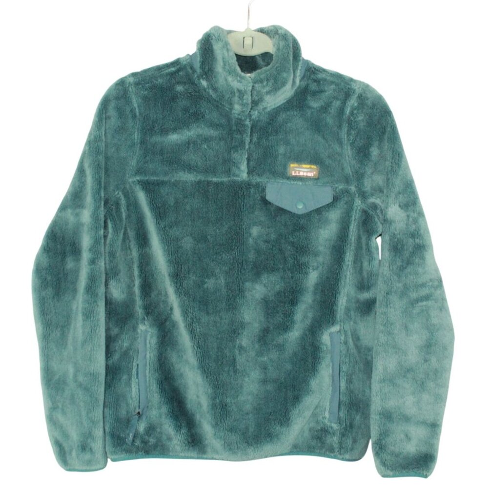 LL Bean Womens Teal Hi-Pile Fleece Pullover Jacket Size XS Naturecore Retro 90s